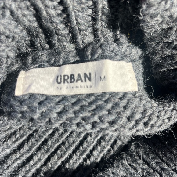 ALEMBIKA Urban Turtleneck Wool Fringe Sweater. Grey. Sz M - Picture 4 of 5